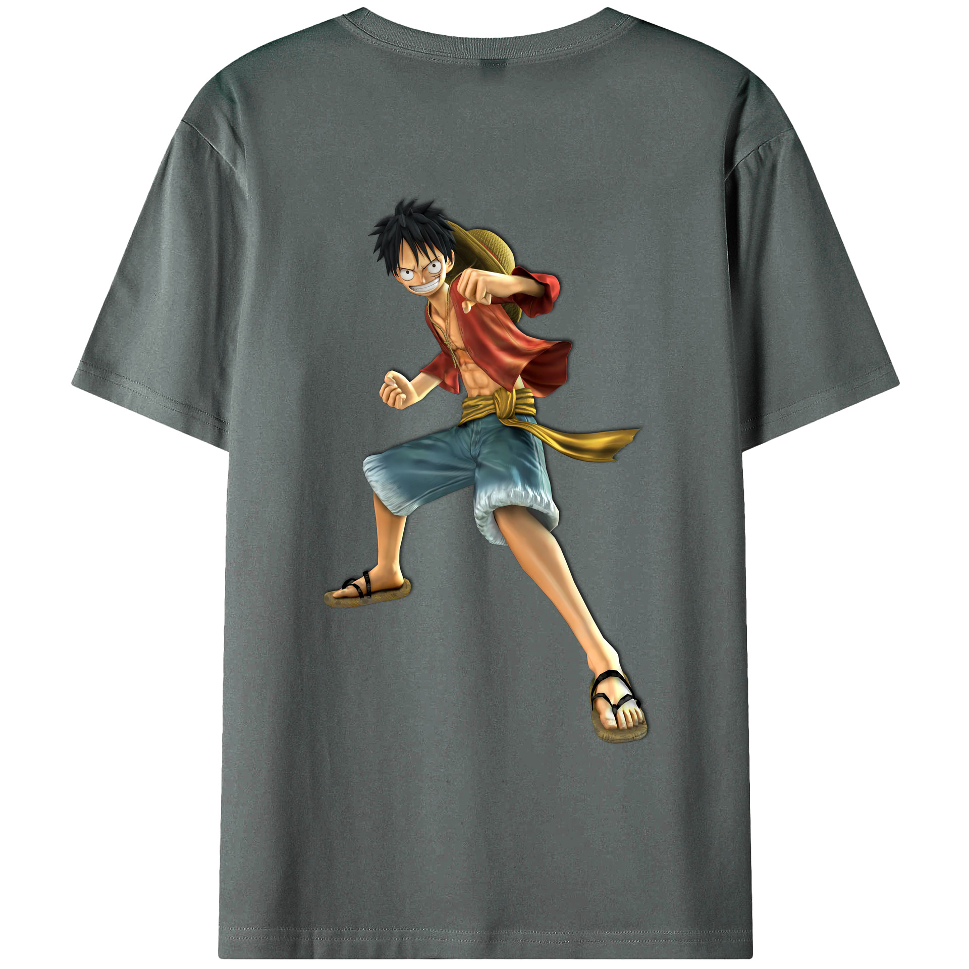 ワンピース モンキー・D・ルフィ ONE PIECE Monkey D. Luffy 綿100％ メンズ半袖Tシャツ（バックプリント） 通気性